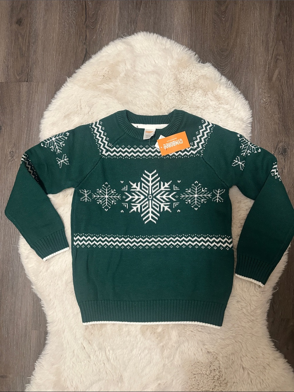 Boy’s Green Snowflake Crewneck Sweater